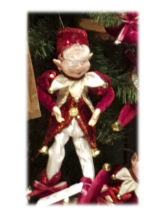 Iliadis Christmas Fabric Elf Figure Burgundy 30cm