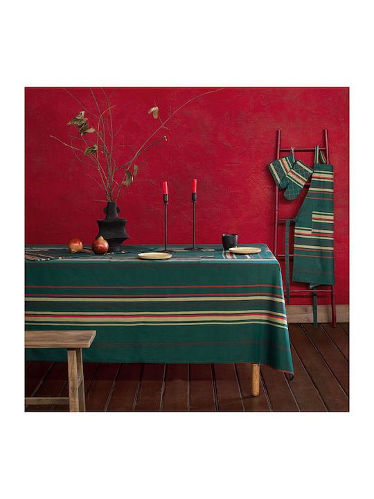 Nima Tinsel Christmas Tablecloth Square Fabric Green L85xW85cm.