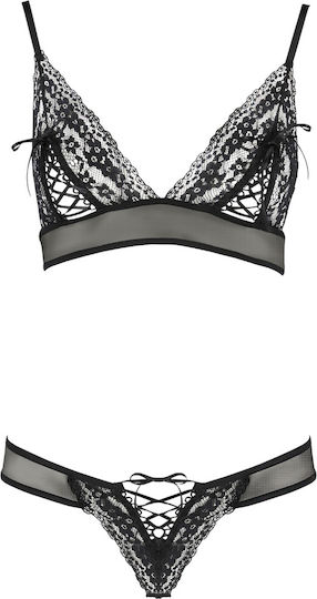 Passion Erza Set Sexy Σετ Εσωρούχων με Δαντέλα Black 2τμχ
