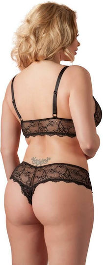 Cottelli Collection Bra & Crotchless G-String Seturi de lenjerie sexy Black 22124041051