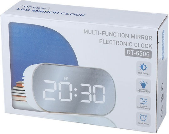 Factory DT-6506 Επιτραπέζιο Ψηφιακό Ρολόι με Ξυπνητήρι Λευκό Factory DT-6506 Επιτραπέζιο Ψηφιακό Ρολόι με Ξυπνητήρι Λευκό