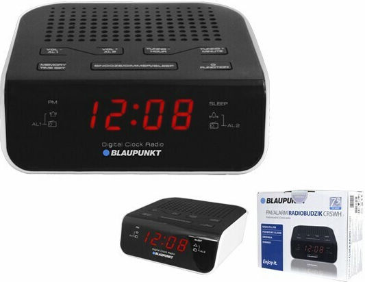 Blaupunkt CR5WH Επιτραπέζιο Ψηφιακό Ρολόι LCD με Ξυπνητήρι & Ραδιόφωνο Μαύρο CR5WH