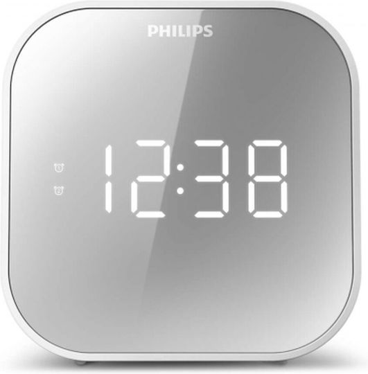 Philips Масов Часовник Дигитален LED с Будилник и Радио Бял TAR4406/12