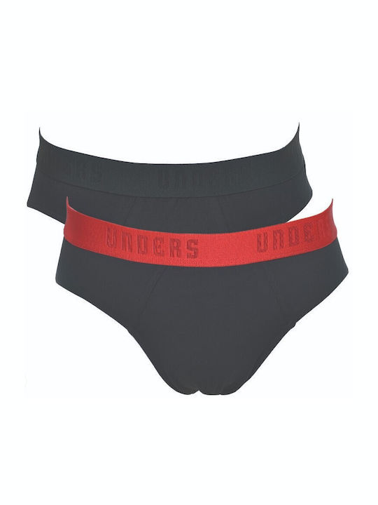 Helios Men's Briefs with External Elastic 2 pieces Black-Black/Red 85195-2