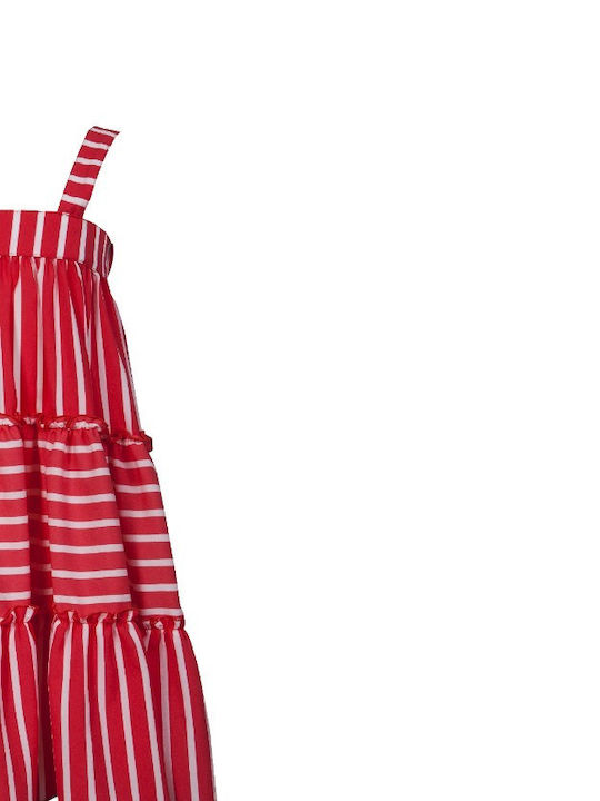 M&B Kid's Fashion Dress red striped 1218