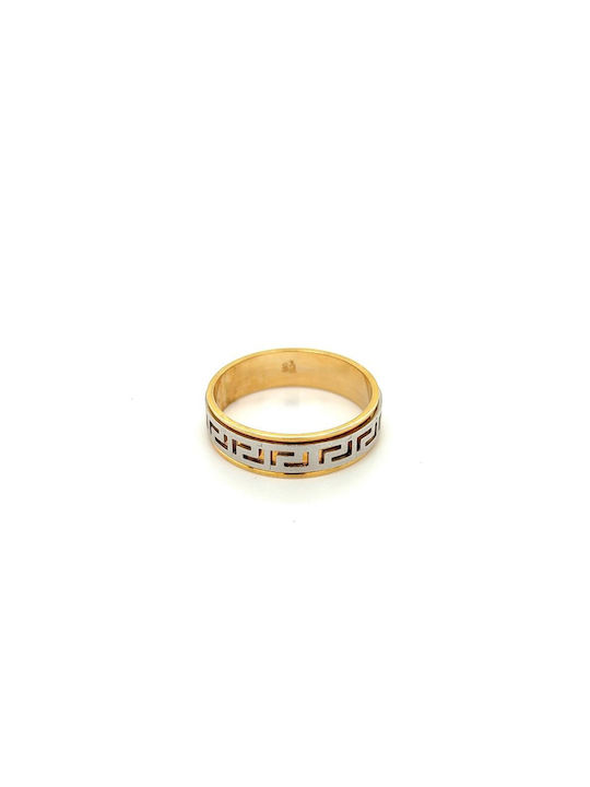 Ring male, gold K14 (585°), meander bicolour