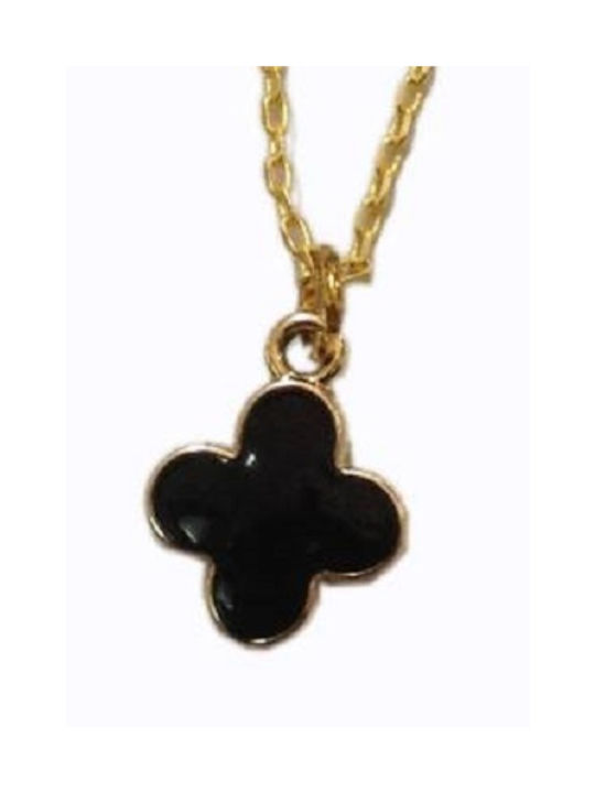 Ecclesiastical necklace handmade cross black enamel with gold metal chain (tatu moyo) 1135-510X