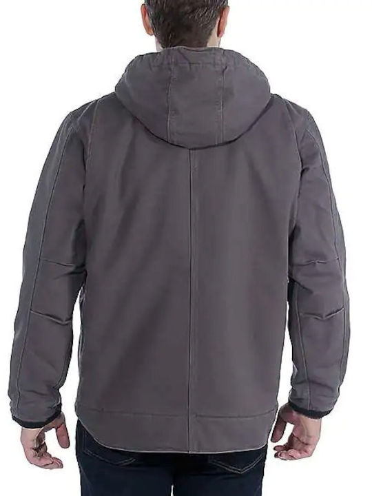 Jachetă utilitară căptușită cu Sherpa, croială relaxată, Carhartt 103826 Gravel-Grey Bartlett