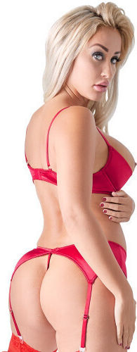 Cottelli Collection Passionate Shelf Bra Set Sexy Σετ Εσωρούχων με Δαντέλα & Ζαρτιέρες Red 3τμχ