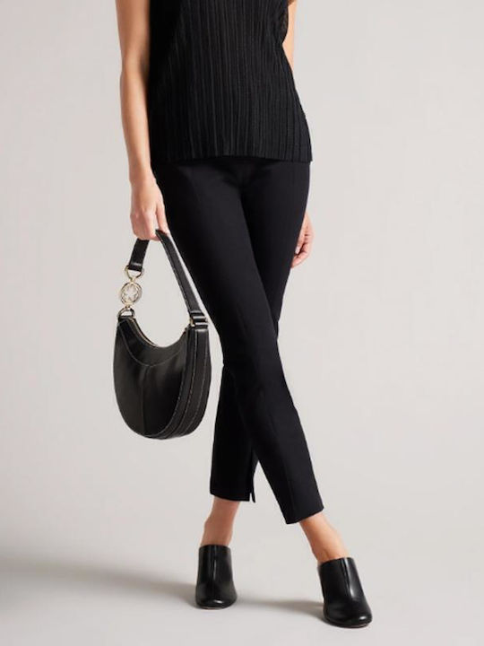Leather Mules with Chunky High Heel in Black Color