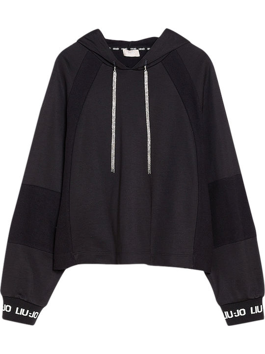 Long Women's Sweatshirt Hooded Black