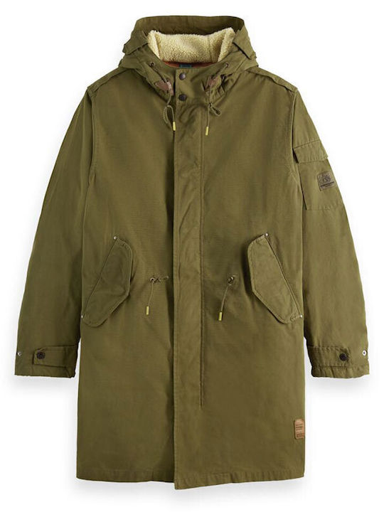 Scotch & Soda Herren Winter Jacke Parka Khaki