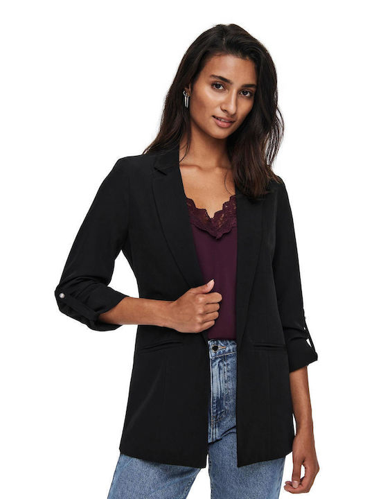 Only Kayle Long Women's Waisted Blazer Black