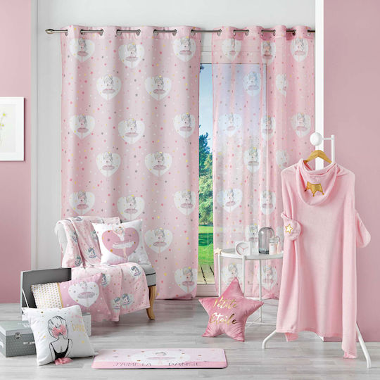 Douceur d'Intérieur Παιδική Κουρτίνα Petite Etoile Voilage με Τρουκς Ροζ 140x240εκ.