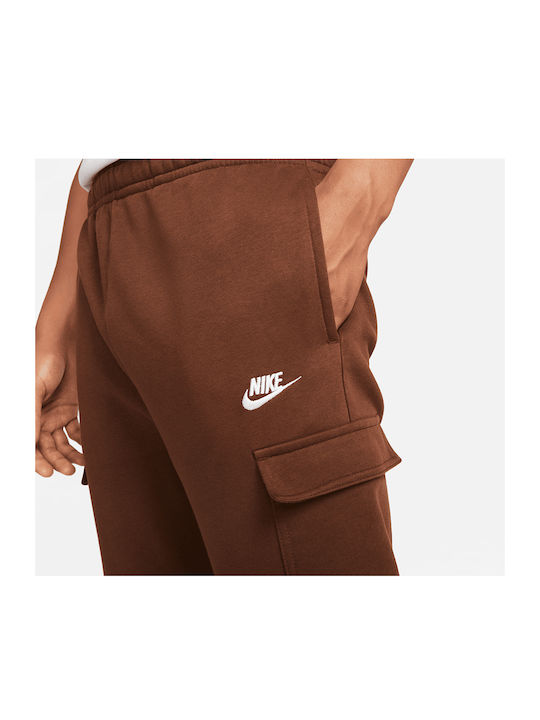 Men's Fleece Sweatpants with Rubber Cacao Wow / White