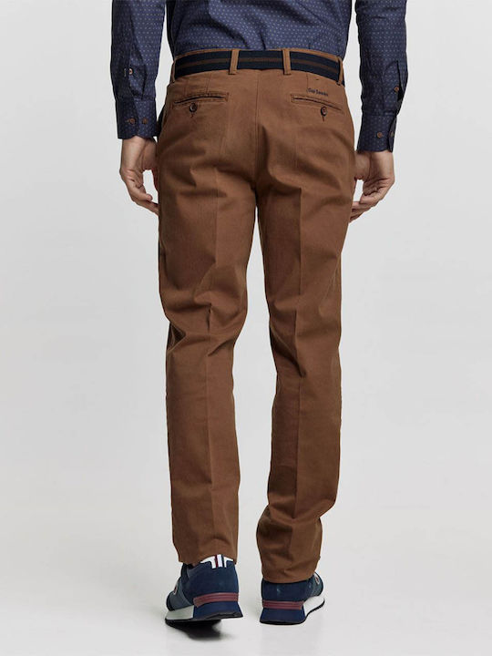 Guy Laroche Men's Trousers Chino Elastic in Regular Fit Brown