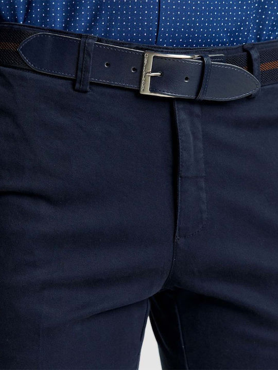 Pantaloni Chino Elastic Fit Regular Albastru Marin