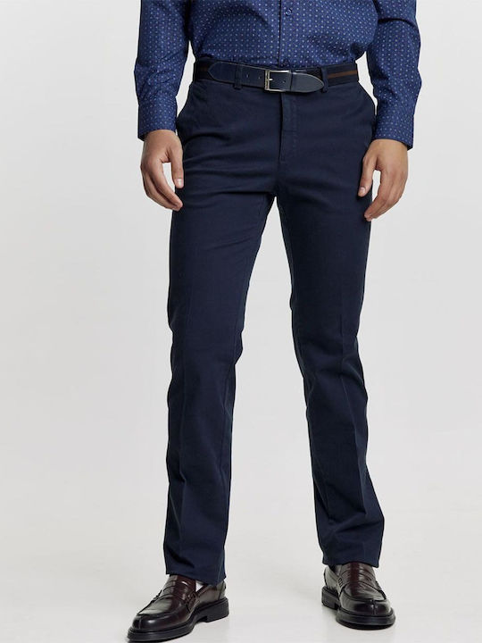 Pantaloni Chino Elastic Fit Regular Albastru Marin