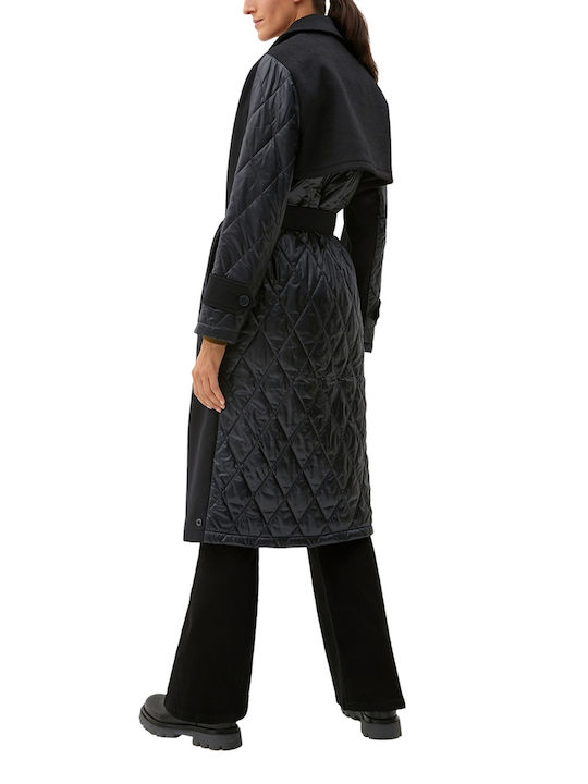 s.Oliver Women's Midi Coat with Buttons Black