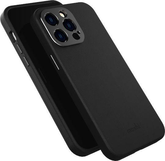 Moshi Napa Slim Back Cover Δερματίνης Midnight Black (iPhone 14 Pro Max)