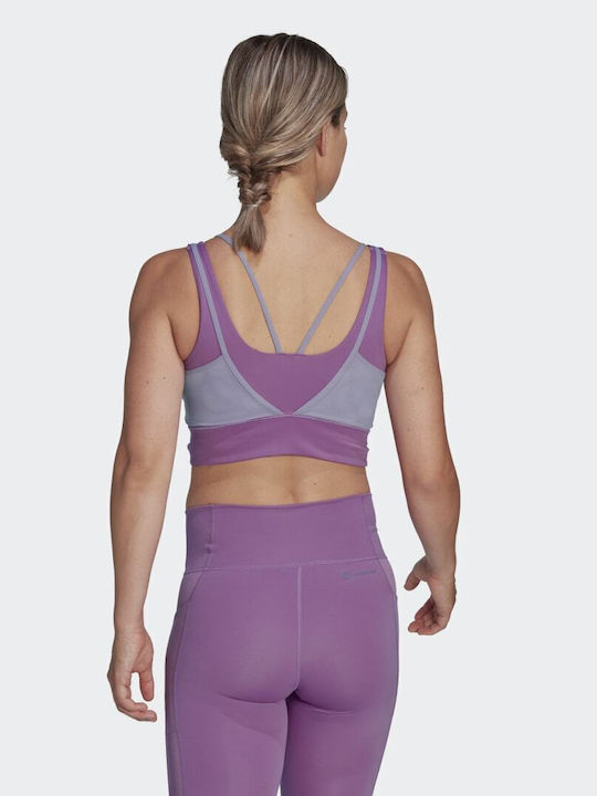 adidas Powerimpact Training Shiny Women's Sports Bra with Light Padding Semi Pulse Lilac
