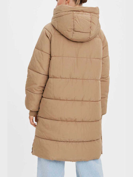 Vero Moda Lang Damen Puffer Jacke für Winter Beige