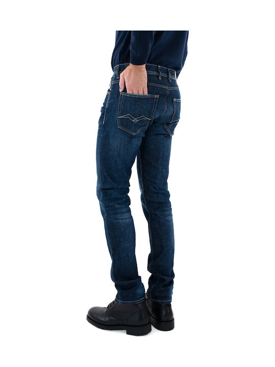 Grover Men's Elastic Straight Navy Blue Jeans Pants