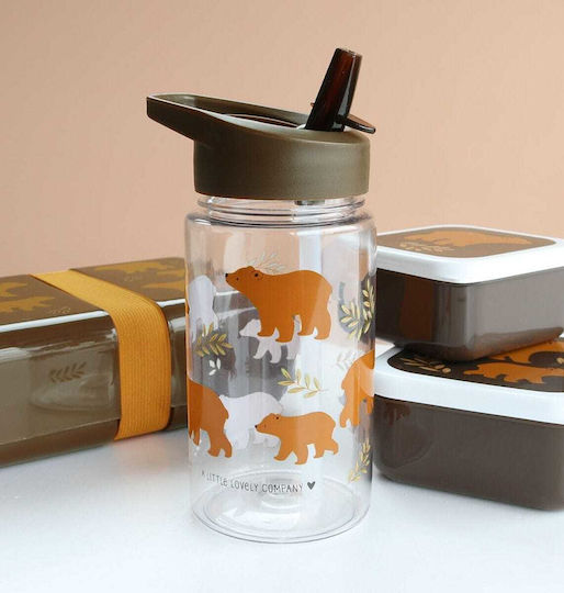 A Little Lovely Company Bears Kinderflasche Kunststoff mit Strohhalm 450ml (Verschiedene Designs/Farben)