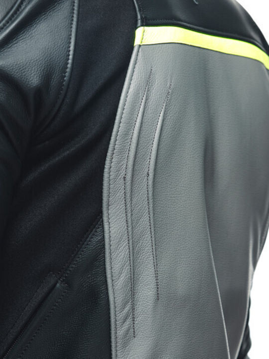 Dainese Racing 4 Winter Men's Motorcycle Jacket Leather Charcoal-Gray/Black