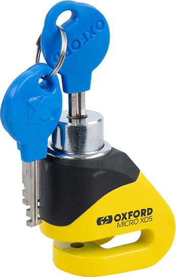 Oxford Micro XD5 Motorcycle Disc Brake Lock with 5mm Pin in Yellow