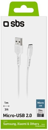 SBS Regulär USB 2.0 auf Micro-USB-Kabel Weiß 1m (TECABLEMICROW) 1Stück