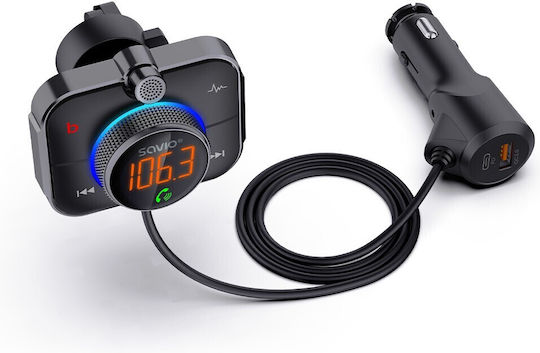 Savio FM Transmitter Αυτοκινήτου TR-14 με AUX / Bluetooth / MicroSD / Type-C / USB
