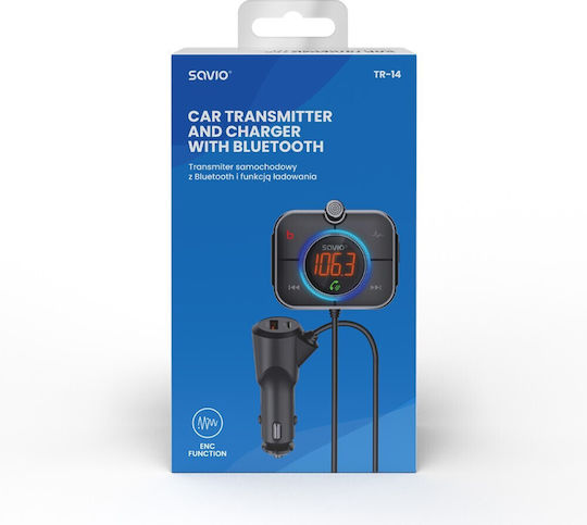 Savio FM Transmitter Αυτοκινήτου TR-14 με AUX / Bluetooth / MicroSD / Type-C / USB