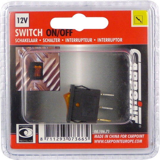 Carpoint Автомобилен превключвател On/Off 19x14mm 20A 12V Универсален Оранжев