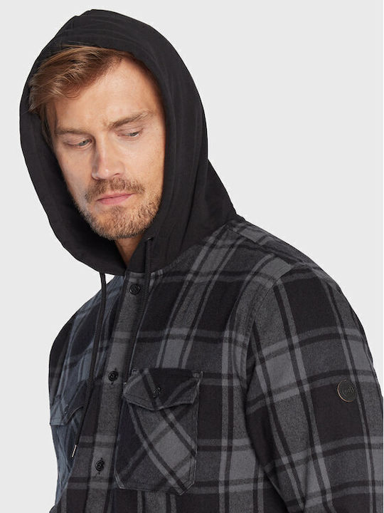 Overshirt Long-sleeved Flannel Shirt Checked Gray