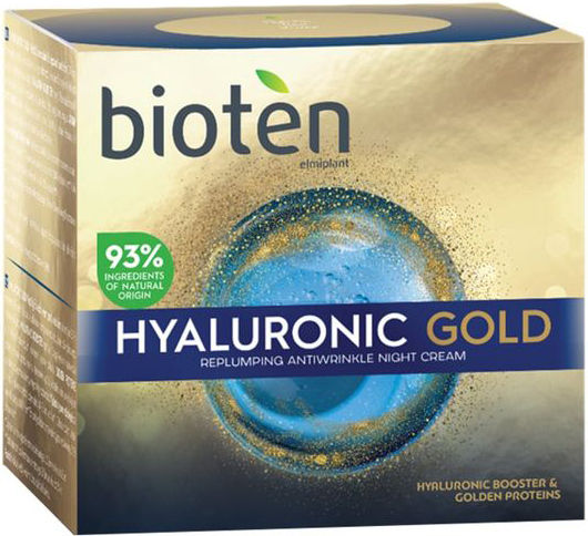 Bioten Gold Κρέμα Προσώπου Νυκτός για Ενυδάτωση & Αντιγήρανση με Υαλουρονικό Οξύ 50ml