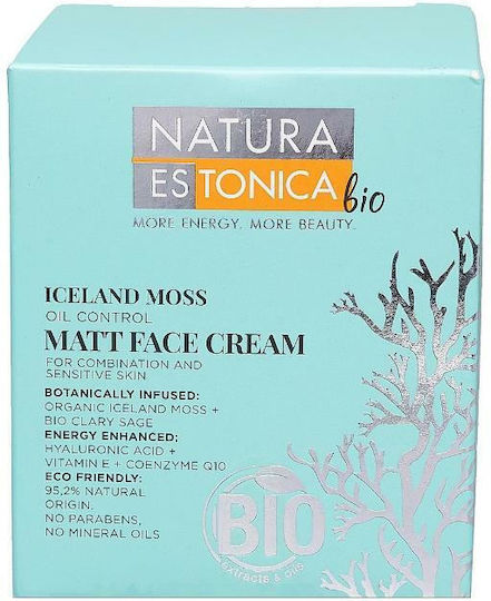 Natura Estonica Iceland Moss 24-часов Хидратиращ Крем за Лице против Акне с Хиалуронова Киселина 50ml