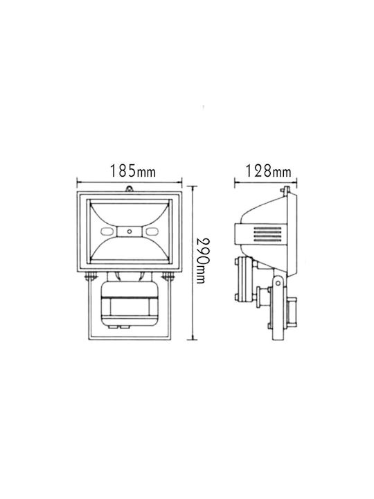 Aca Wall-Mounted Outdoor Floodlight R7S 18.5x12.8x29εκ.