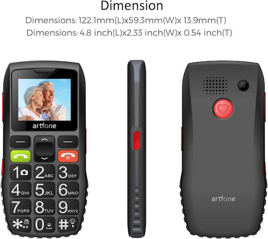 Artfone C1 Dual SIM Mobile with Buttons (Greek Menu) Black
