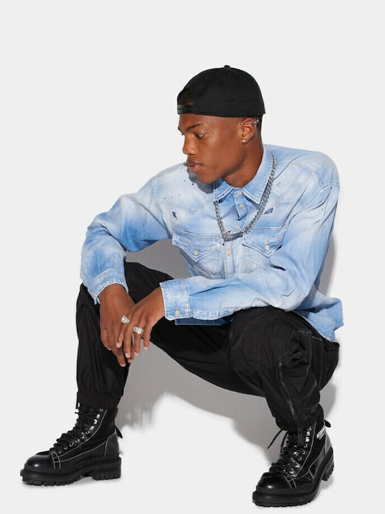 Langärmlig Jeans Hemd Hellblau