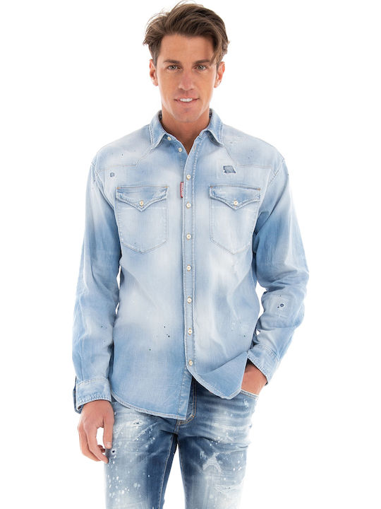 Langärmlig Jeans Hemd Hellblau