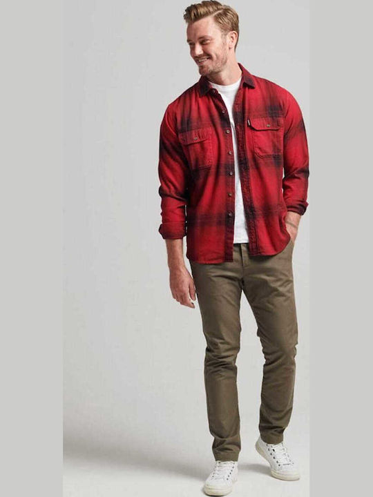Superdry D3 Vintage Flanell Herrenhemd Normale Passform Rote