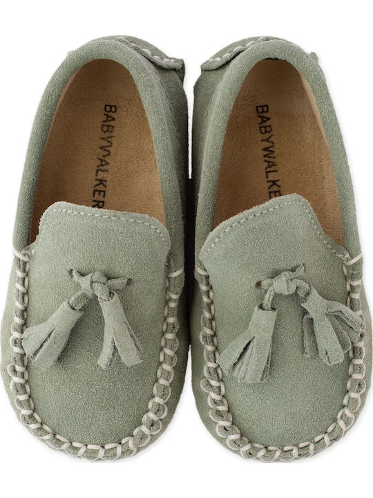 Babywalker Bay Leaf Mint Baptism Leather Moccasins