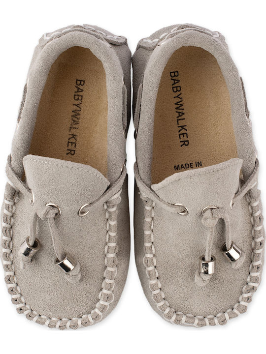 Babywalker Mocasini boteza din piele Gri
