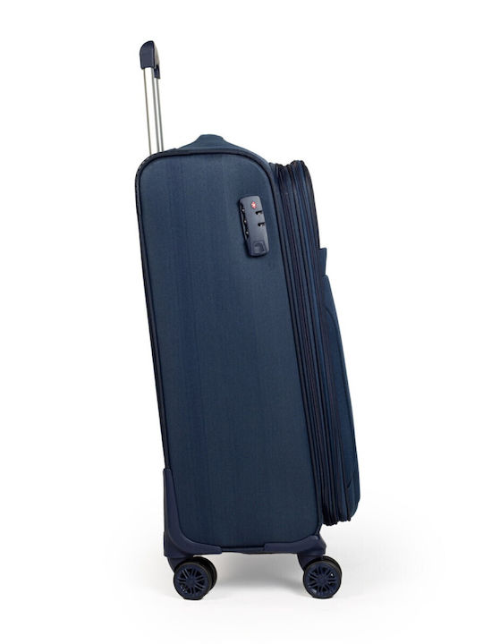 Cardinal 70111 Valiză Mare De Călătorie Din Material Textil Albastră Cu 4 Roți Înălțime 70 Cm