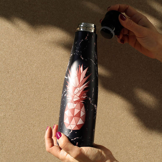 Woodway Well Μπουκάλι Θερμός Ανοξείδωτο 550ml Pineapple Black