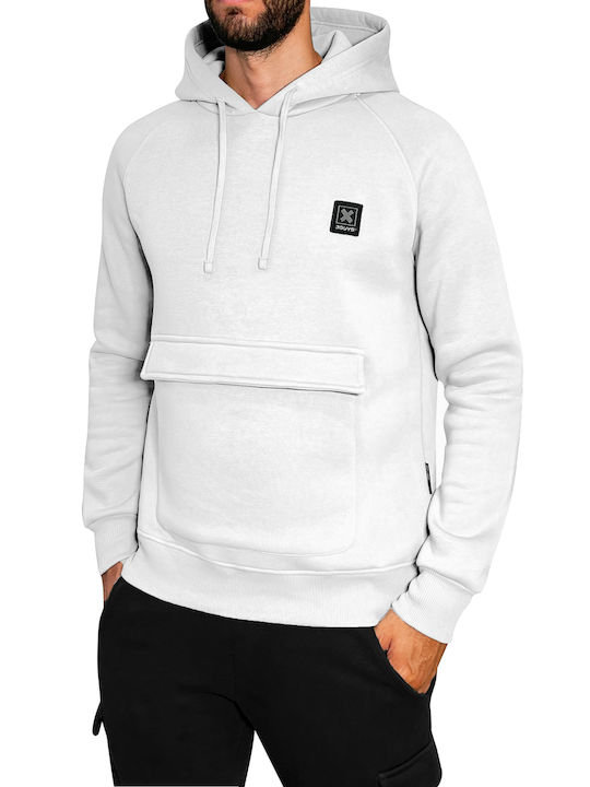 3Guys Eric Men's Sweatshirt with Hood and Pockets White