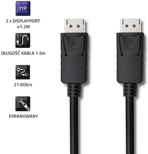 Qoltec Cable DisplayPort male - DisplayPort male 1.5m Black (50372)