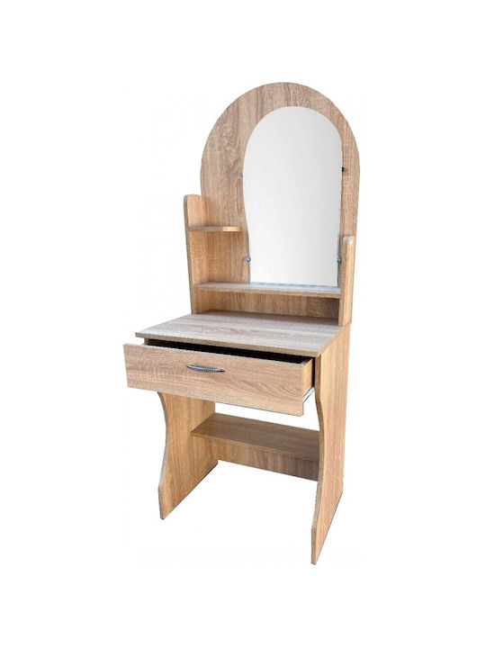 Masă de machiaj Triomo 6 din Lemn Sonoma cu Oglindă 60x45x155cm