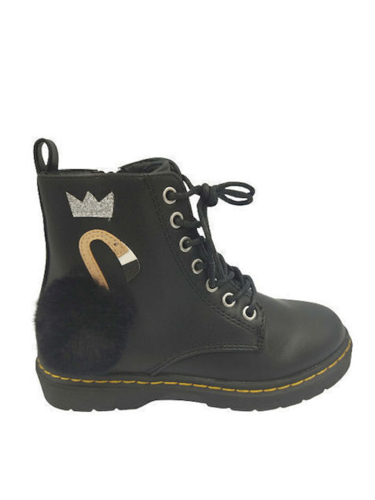 Zak Kids Military Boots with Zipper Black